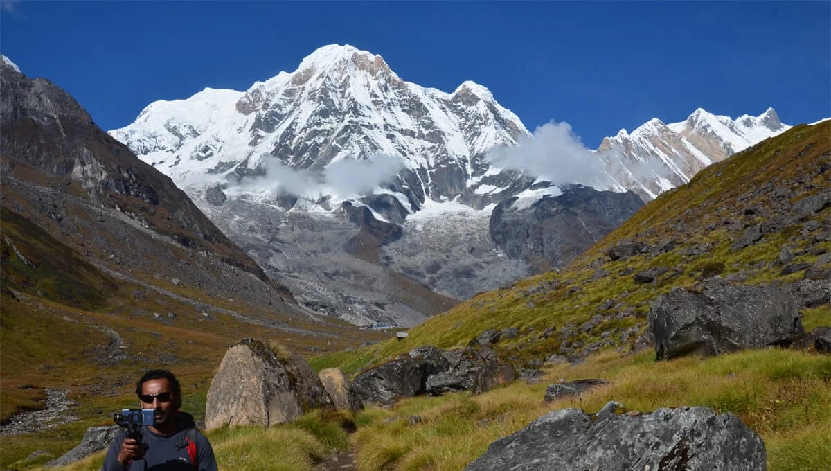 Annapurna South (7219 m) on background