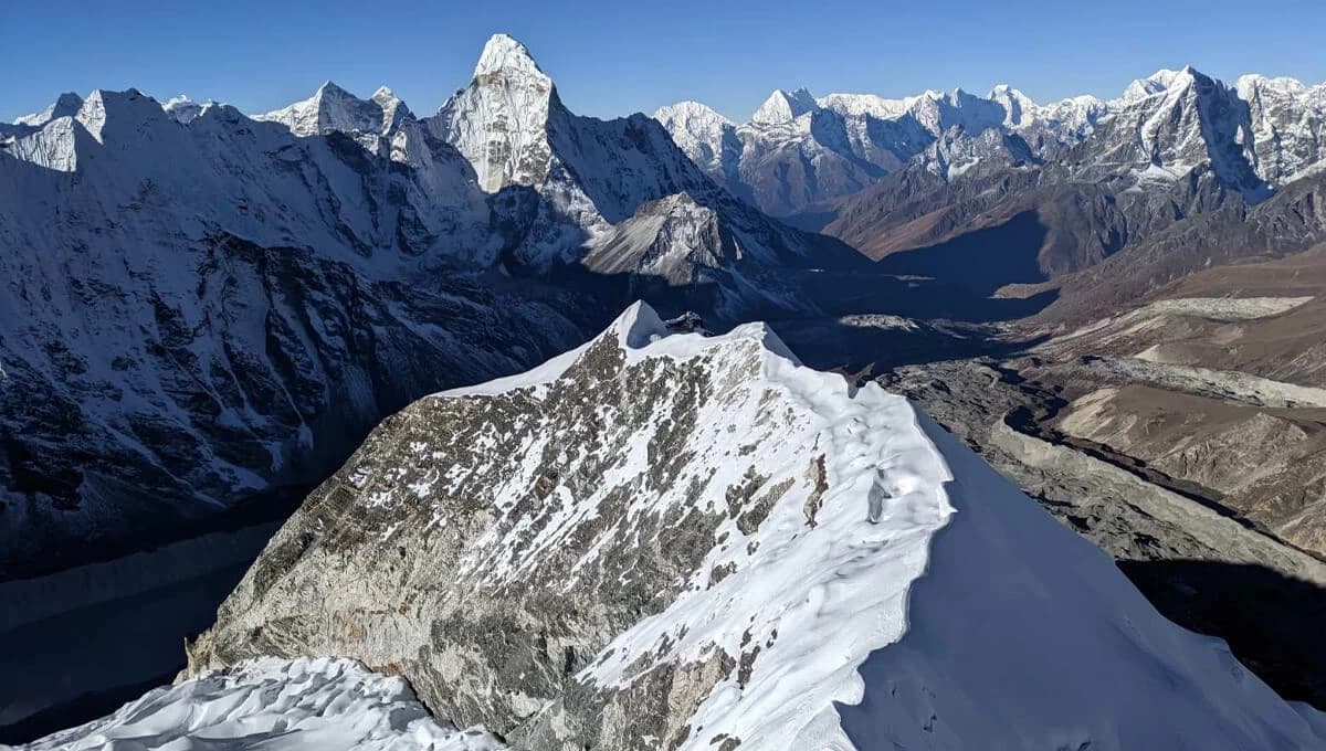 Mountains view from the Island Peak summit (6189 m)