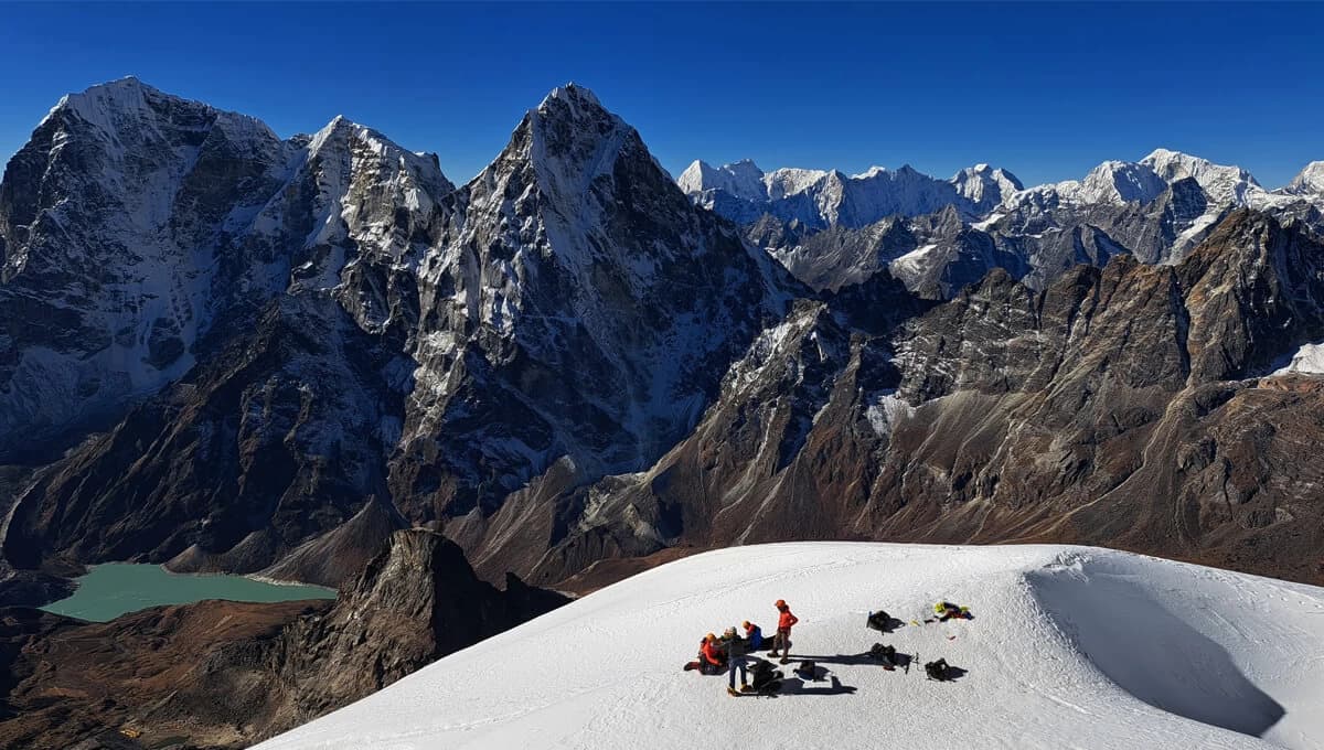 Panoramic view from the summit of Lobuche Peak