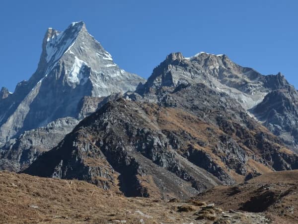 Mt. Machhapuchhre (6997 m) and Mardi Himal (5587 m)